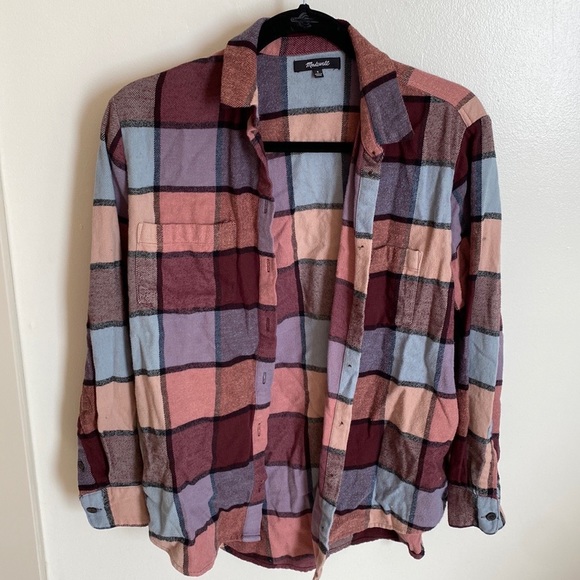 Pink and Blue Madewell Flannel -S - Picture 3 of 6
